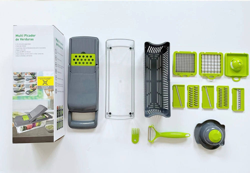 14 in 1 Multifunctional Vegetable Chopper Onion Chopper Handle Food Grate Food Chopper Kitchen Vegetable Slicer Dicer Cut