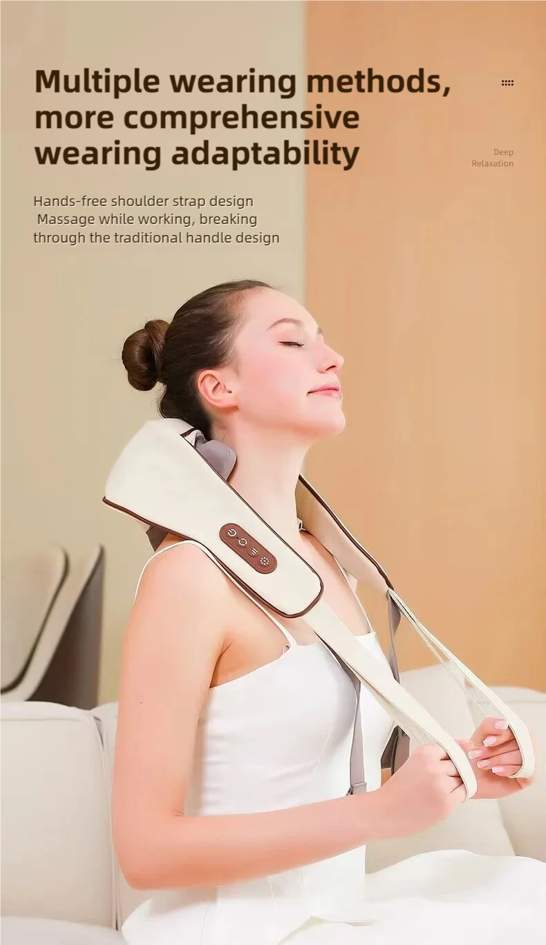 Wireless neck massager with hot compress function for pain relief deep tissue massage neck shoulder relaxation massage shawl