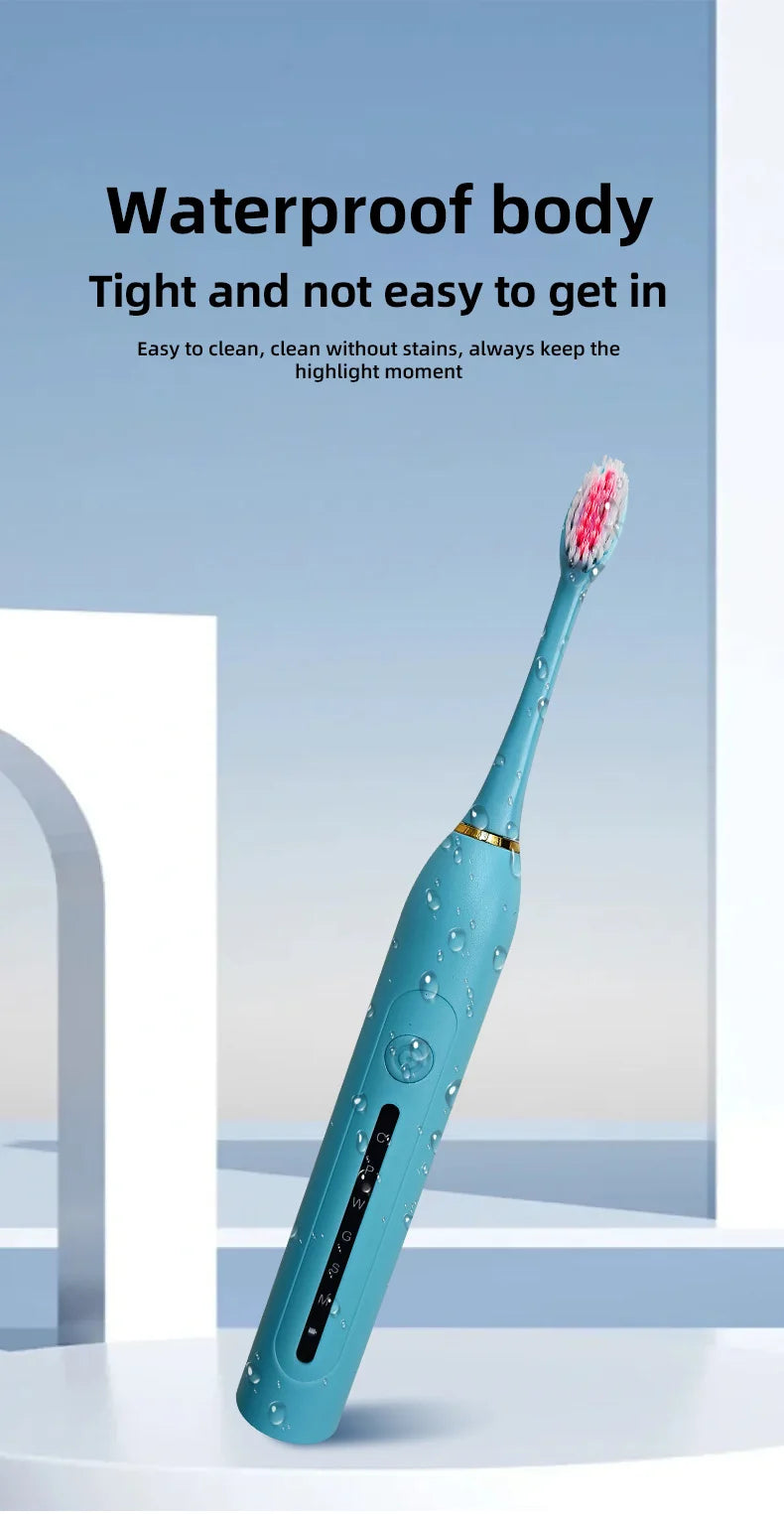 TOWODE Electric Toothbrush Smart Timing Tooth Brush USB Rechargeable Teeth Clean Whitening Sonic Toothbrush With Replacement Hea