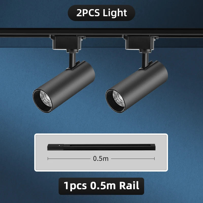LED Track Light Set 30W Track Lamp 180-265V COB Spotlights Rail Lighting Fixture for Home Lighting Living Room Track Lighting