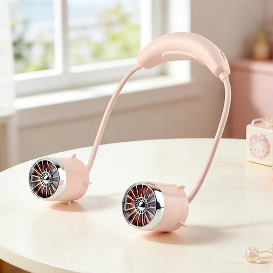 Low Noise Hanging Neck Fan 360° Bendable USB Rechargeable Neck Electric Fan Hands-Free Foldable Around Neck Cooler