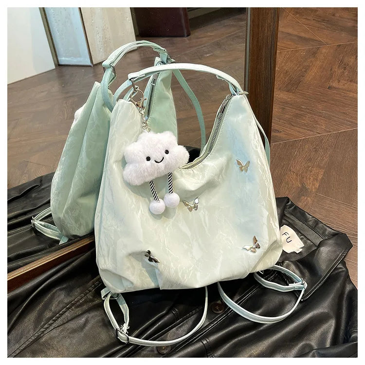 Fashion Handbag Multi-purpose Tote Bag Leisure Soft Leather Large Capacity Butterfly Decoration Shoulder Bags for Women