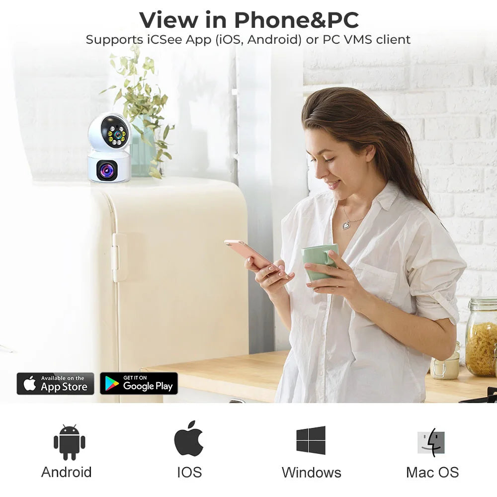 V380 Pro Dual Lens 4MP Wireless Dome Camera WIFI Home Smart Protection Wireless CCTV Indoor Camera Two Way Audio