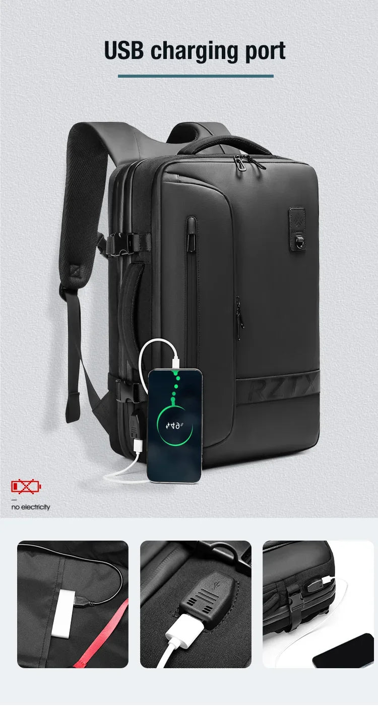 Travel Men Expanded Laptop Backpack vacuum compression hiking Backpack USB charging Business Large Capacity Backpack For Pumps