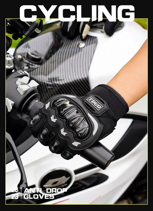 Men's motorcycle supplies windproof gloves all-finger summer touch screen anti-collision and anti-slip racing gloves breathable