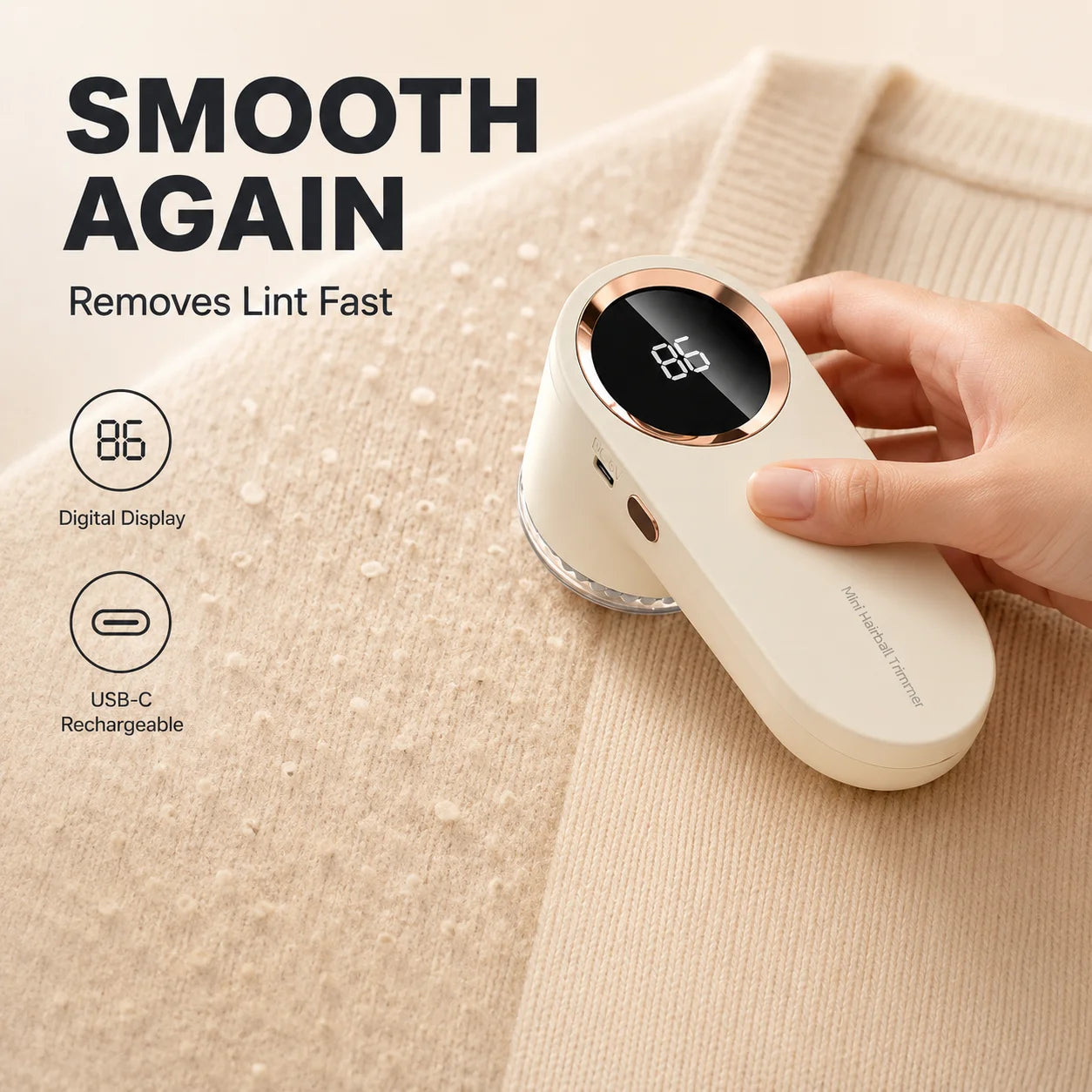 Portable Electric Fabric Shaver USB Rechargeable Lint Remover with LED Clothes Fuzz Pellet Hair Cleaner for Sweater Coat Care