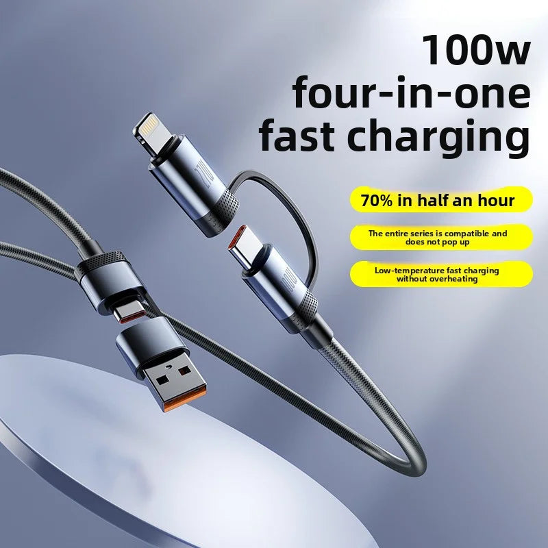 ANSEIP PD 100W USB Type C 4 in 1 Data Cable Fast Charging for iPhone 17 16 15 14 13 Samsung Huawei Xiaomi  Fast Transfer Cable