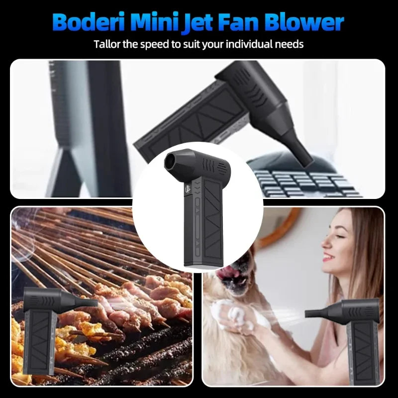 Brushless Mini Air Blower Electric Air Duster 3 Gear Turbo Violent Blower Rechargeable with Light Car Cleaning