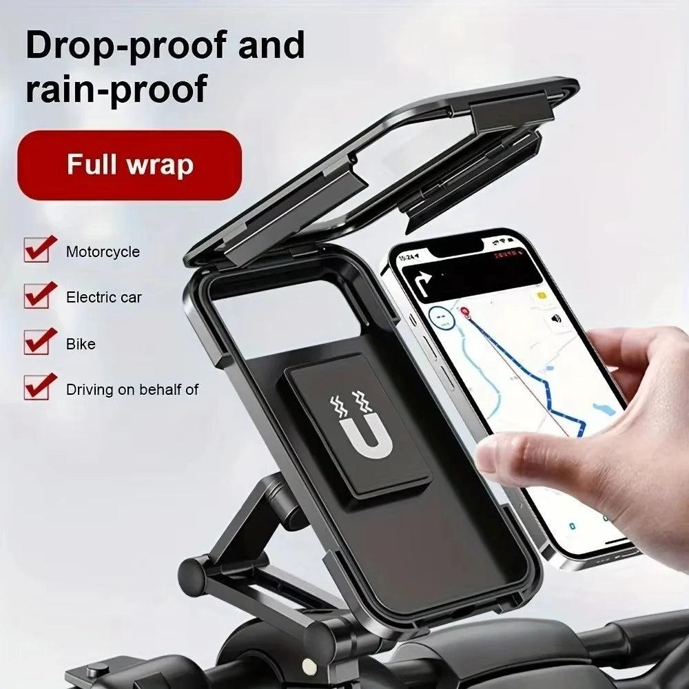 Adjustable Bike Phone Mount 360 Rotatable Retractable Arm Motorcycle Phone Holder Waterproof Shockproof with Touchscreen
