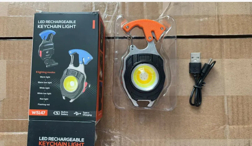 COB keychain work light multifunctional cigarette lighter charging portable camping LED strong light mini camping light