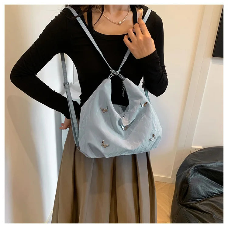 Large Capacity Bag Female Niche Design Commuter Multi-functional Fresh Butterfly Double Single Shoulder Crossbody Backpack