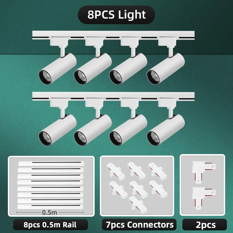 LED Track Light Set 30W Track Lamp 180-265V COB Spotlights Rail Lighting Fixture for Home Lighting Living Room Track Lighting