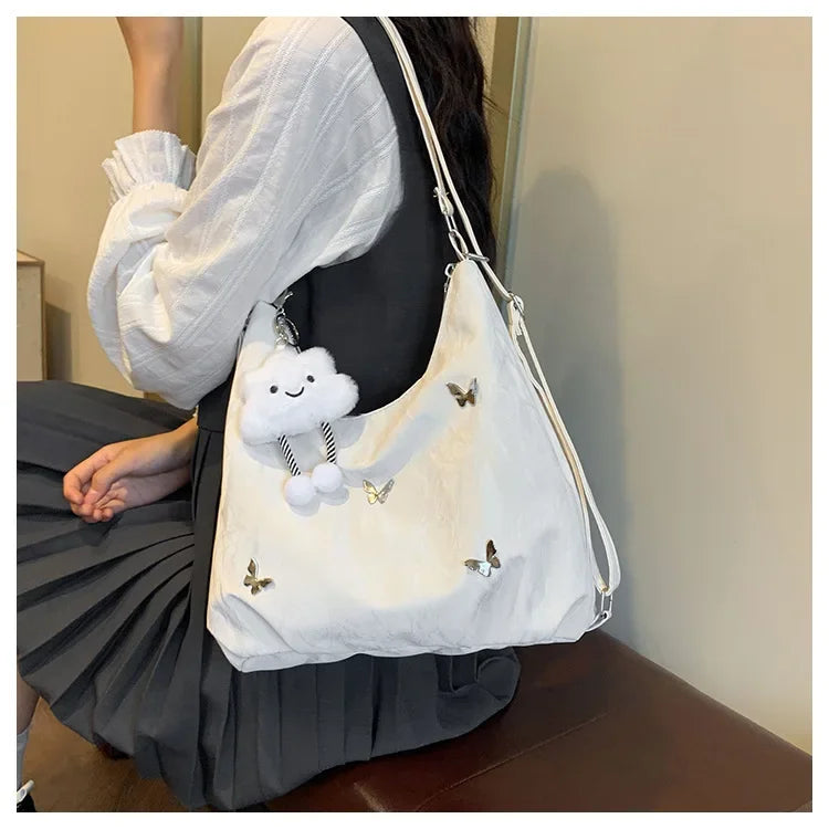 Fashion Handbag Multi-purpose Tote Bag Leisure Soft Leather Large Capacity Butterfly Decoration Shoulder Bags for Women