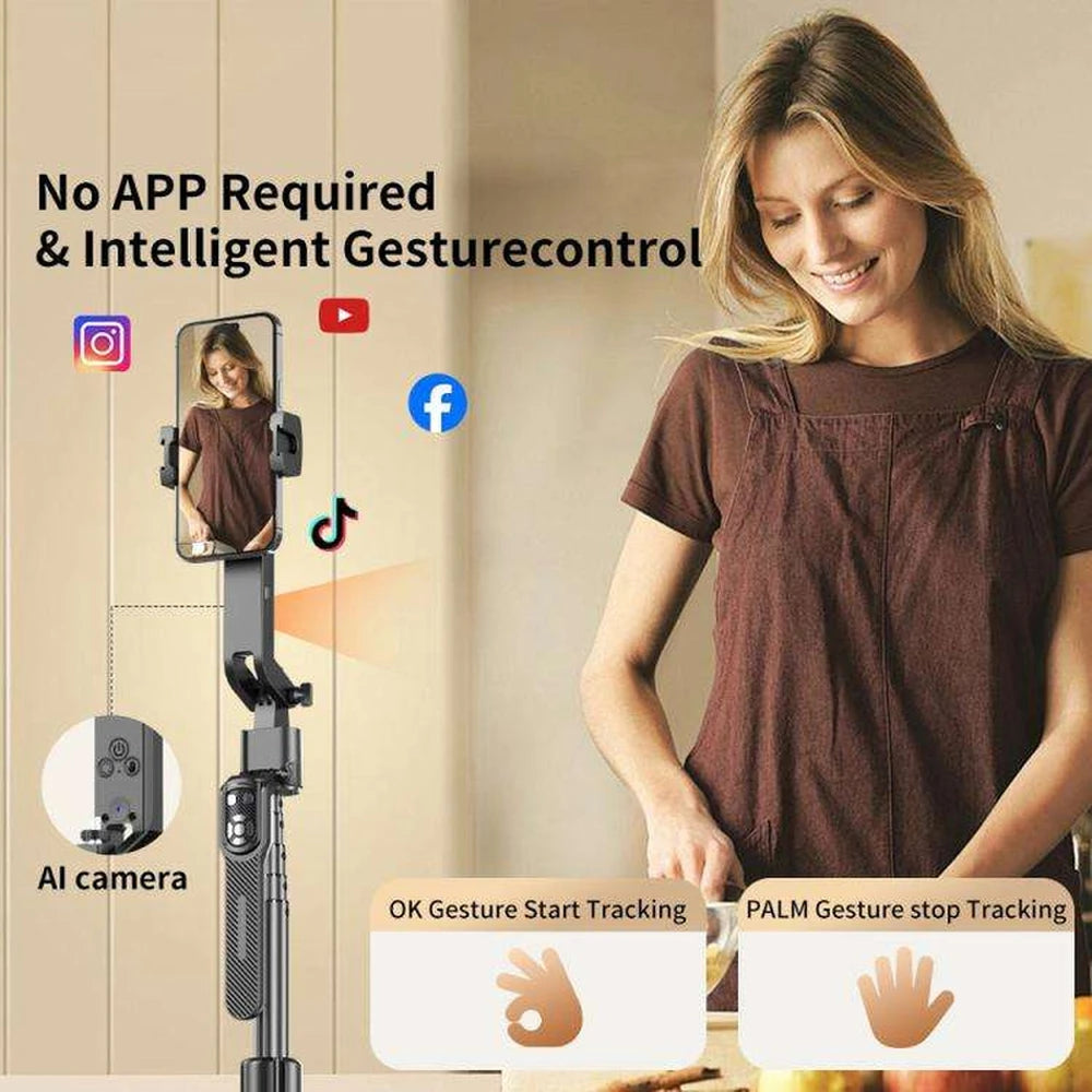 FUNSNAP A8 Cell Phone Head Stabilizer Metal Quadrupod Bluetooth Remote Control  Anti-shake Universal Dual-light Models
