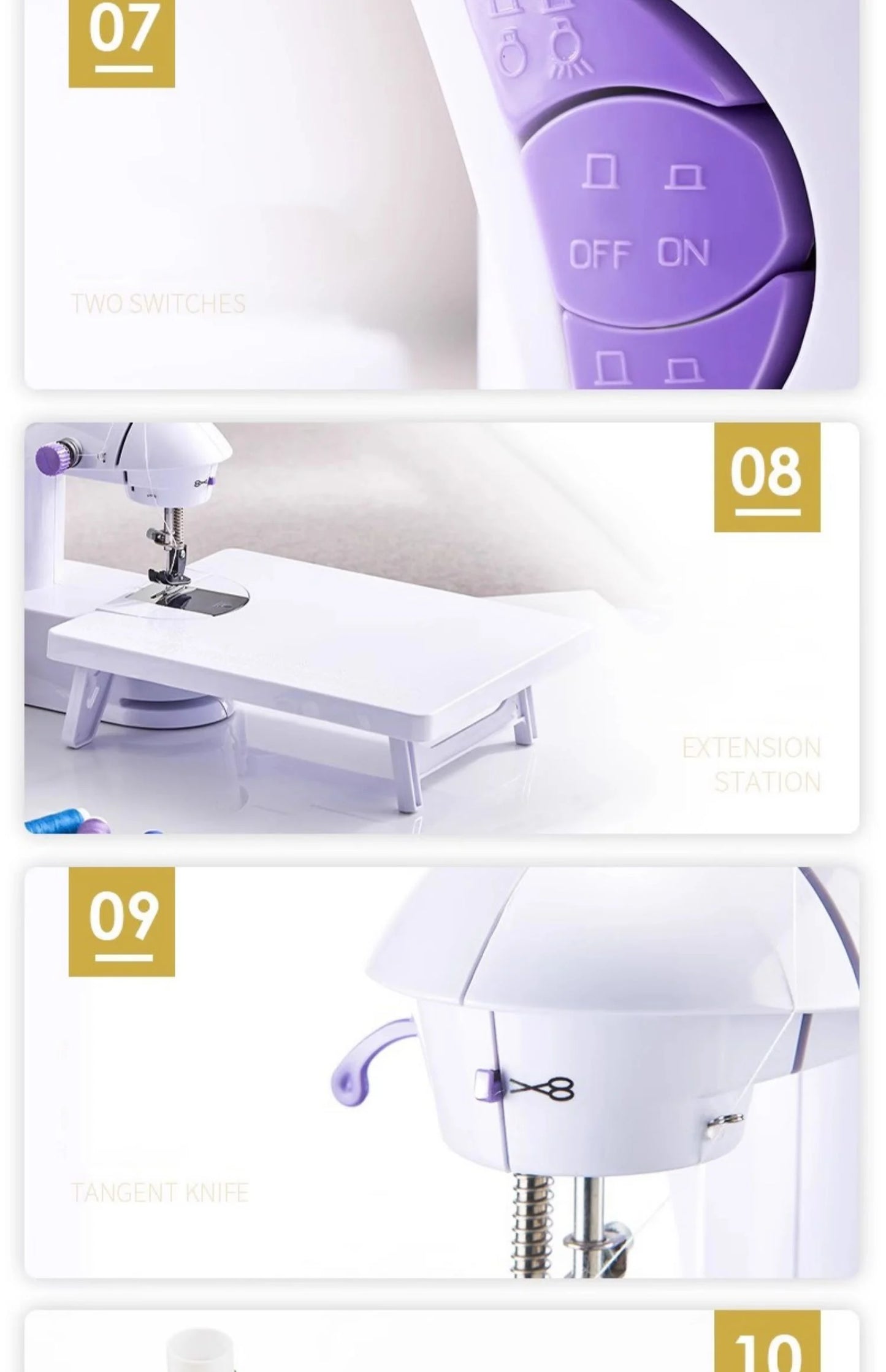 Mini Sewing Machine with Extension Station Table for Beginners, Home Double Speed Foot Pedal Straight Sewing Tool, Gift for Kids