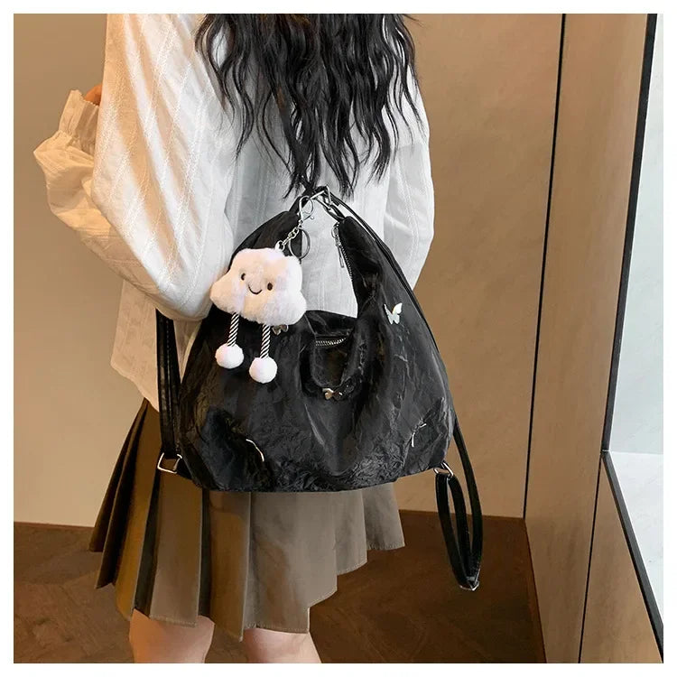 Fashion Handbag Multi-purpose Tote Bag Leisure Soft Leather Large Capacity Butterfly Decoration Shoulder Bags for Women