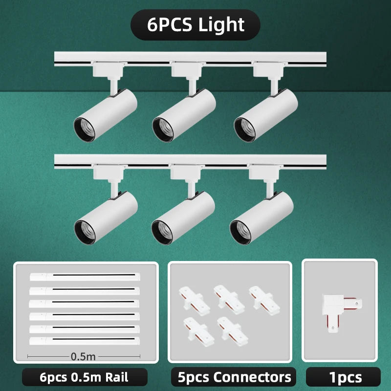 LED Track Light Set 30W Track Lamp 180-265V COB Spotlights Rail Lighting Fixture for Home Lighting Living Room Track Lighting