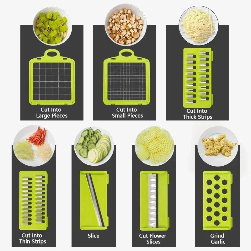 14 in 1 Multifunctional Vegetable Chopper Grate Food Handle Food Chopper Vegetable Slicer Dicer Cut Kitchen Items cocina