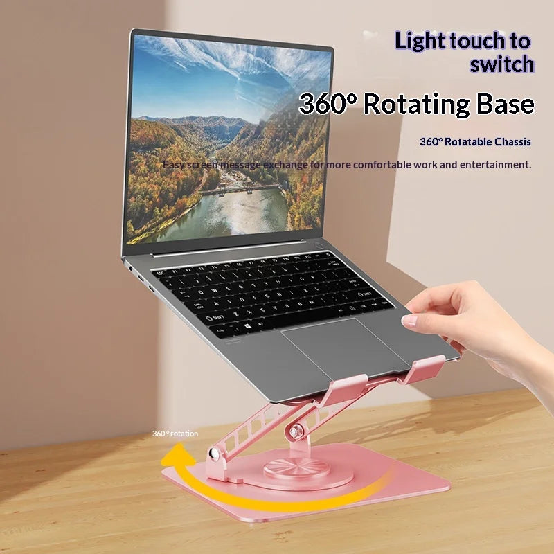 360 Degree Rotating Full Metal Laptop Cooling Bracket with Quiet Fan Ergonomic Laptop Stand for MacBook Lenovo Dell
