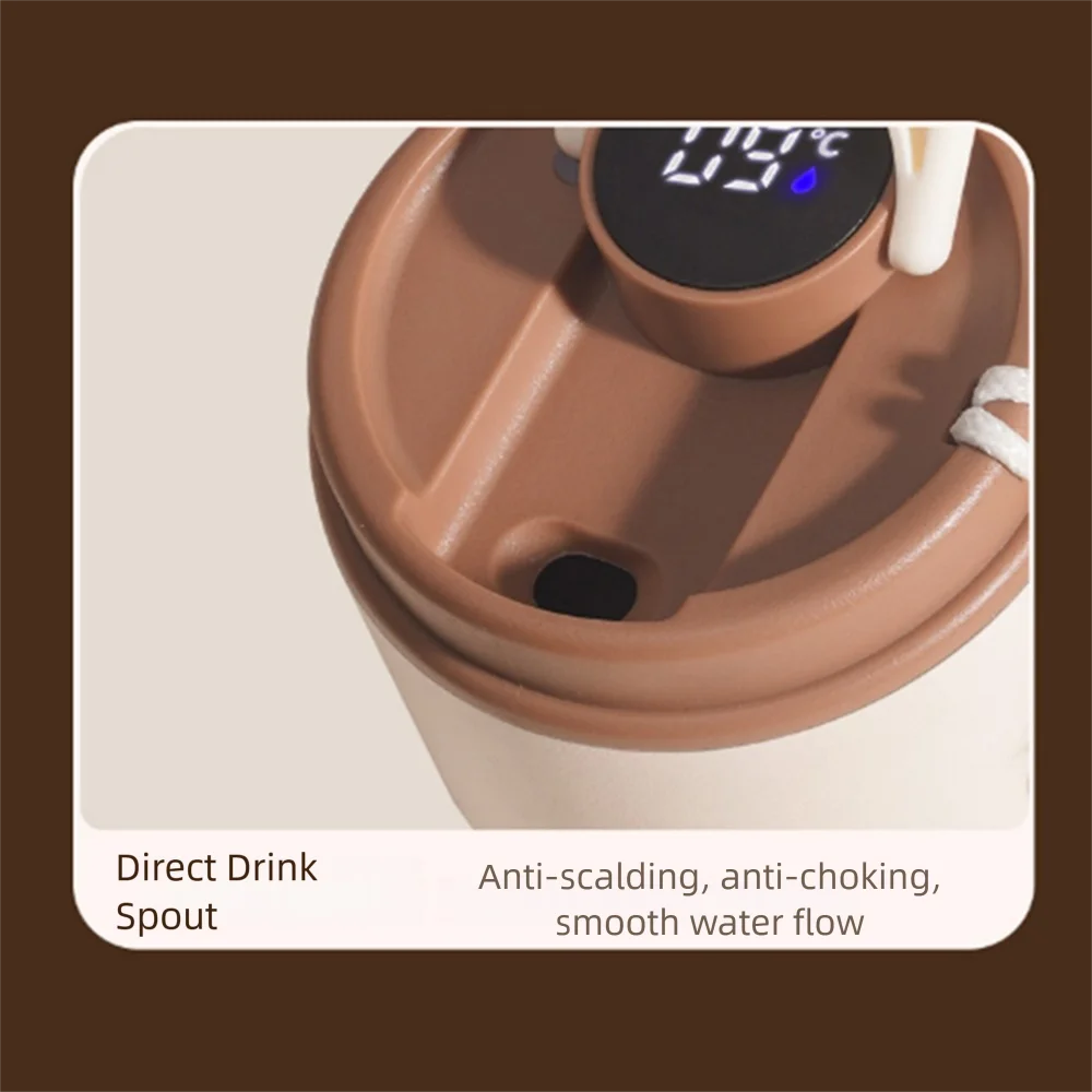 Gift 450ML Thermal Water Bottle Portable Large Capacity Coffee Thermos Cup Digital Intelligent Drinking Bottle Kitchen Supplies