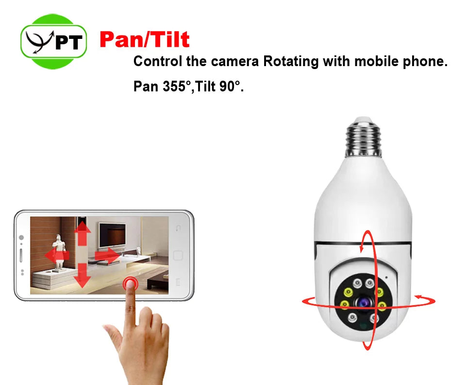 Intelligenc A6 Bulb Camera High-Definition Night Vision Security Monitoring 360 Degree Panoramic Indoor Wireless Wifi Camera E27