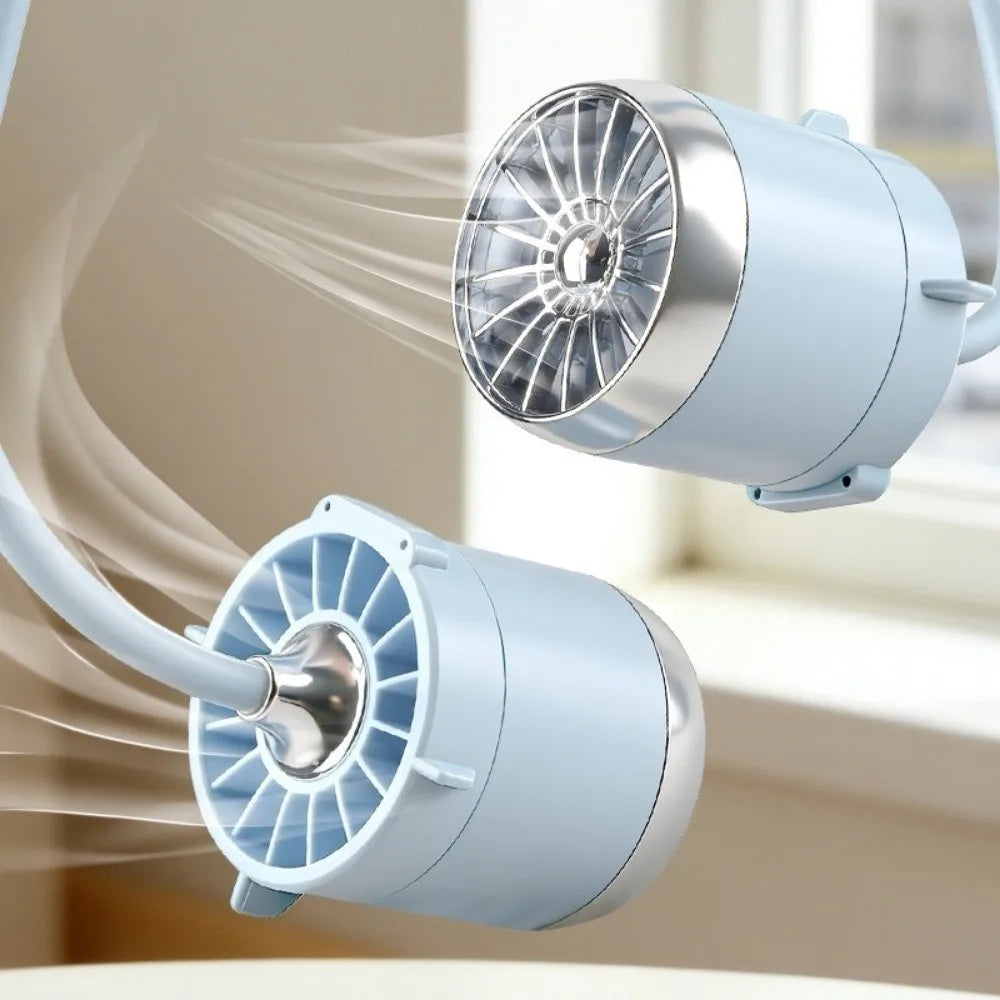 Low Noise Hanging Neck Fan 360° Bendable USB Rechargeable Neck Electric Fan Hands-Free Foldable Around Neck Cooler