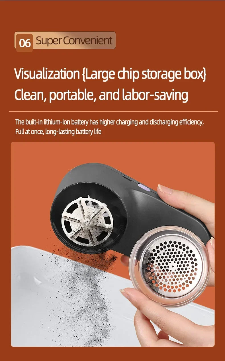 Portable Electric Fabric Shaver USB Rechargeable Lint Remover with LED Clothes Fuzz Pellet Hair Cleaner for Sweater Coat Care