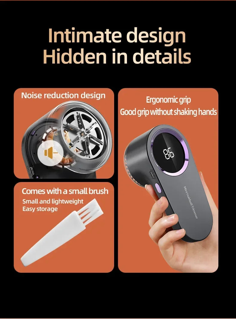 Portable Electric Fabric Shaver USB Rechargeable Lint Remover with LED Clothes Fuzz Pellet Hair Cleaner for Sweater Coat Care