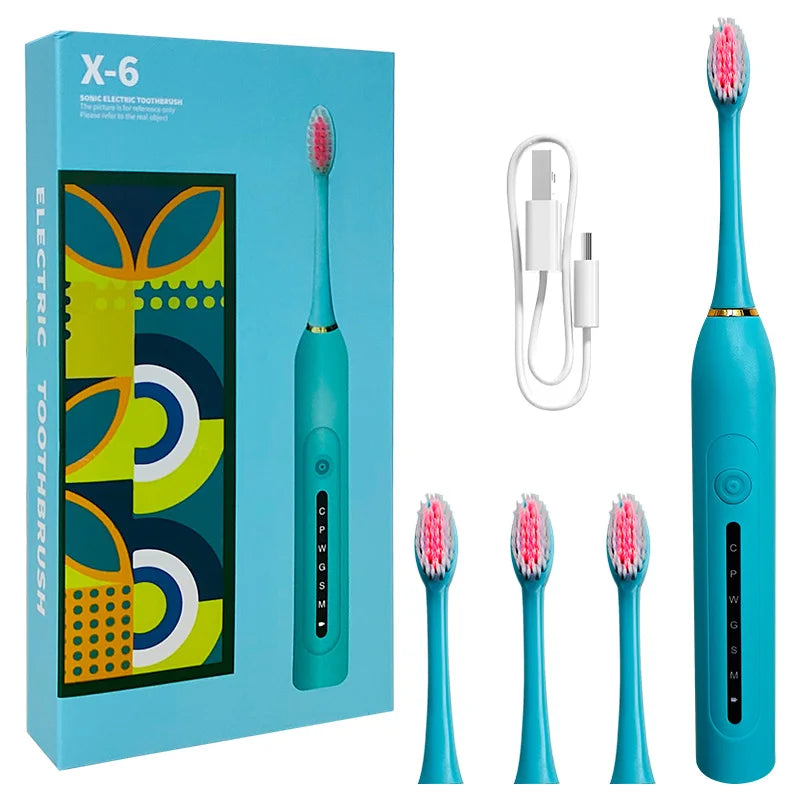 TOWODE Electric Toothbrush Smart Timing Tooth Brush USB Rechargeable Teeth Clean Whitening Sonic Toothbrush With Replacement Hea