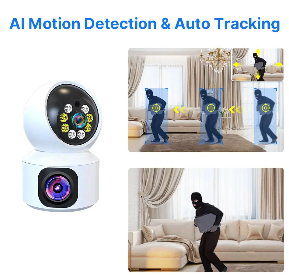 V380 Pro Dual Lens 4MP Wireless Dome Camera WIFI Home Smart Protection Wireless CCTV Indoor Camera Two Way Audio