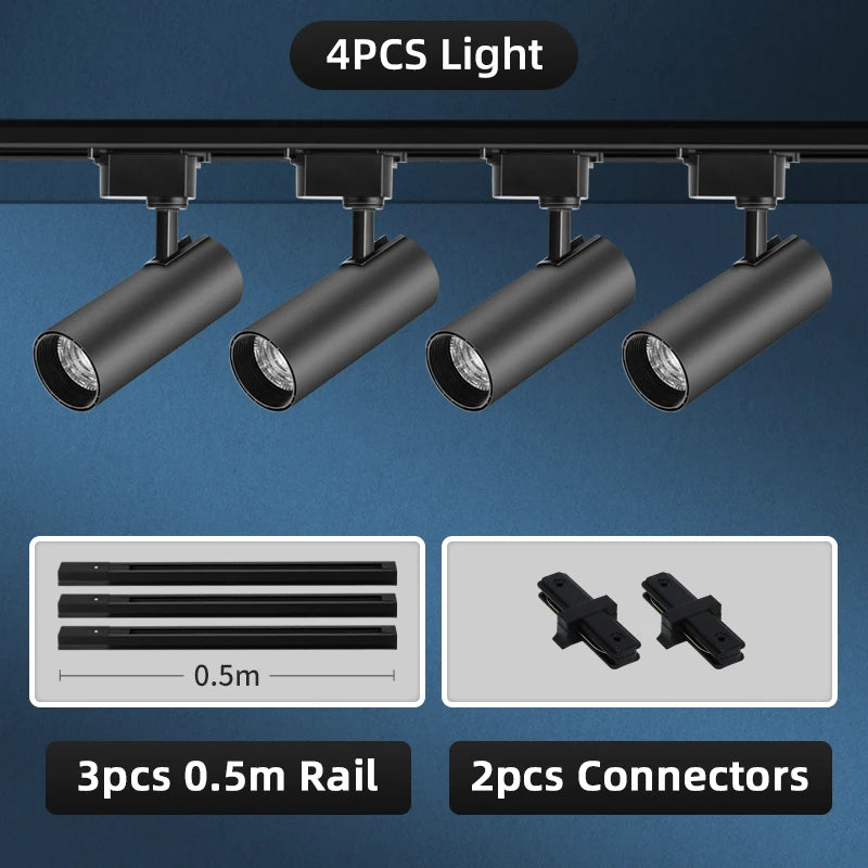 LED Track Light Set 30W Track Lamp 180-265V COB Spotlights Rail Lighting Fixture for Home Lighting Living Room Track Lighting