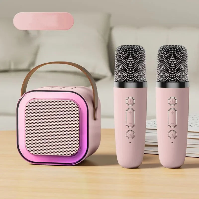 Bluetooth K12 Karaoke Machine Portable 5.3 PA Speaker System with Single Dual  Wireless Mic Home Family Singing Children's Gifts
