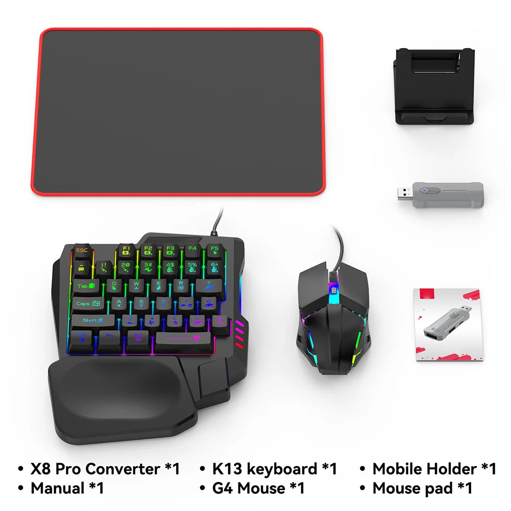 5 in 1 Keyboard Mouse Gaming Converter Bluetooth-Compatible 5.3 for PUBG Gaming Keyboard and Mouse Combo for Android System