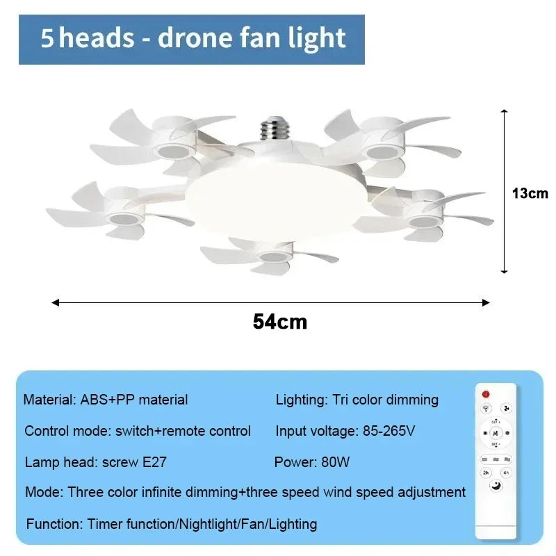 Drone E27 Ceiling Lamp With Remote Control Electric Fan Light Home Decor Bedroom Children's Study Dining Living Room Fan Lights