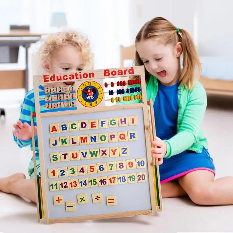 Magnetic Blackboard Double-Sided Magnetic Whiteboard Magnetic Dry Erase Board With Abacus Bracket Type Wooden Art Easel Standing