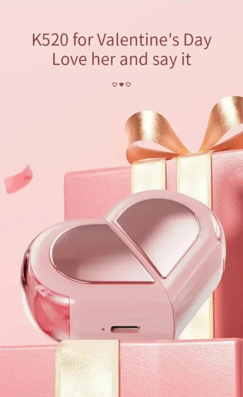 2025 Rotatable Love Heart Shaped Charging Case Low Latency Headphones NEW K520 Wireless Stereo Earbuds EarphoneFor Phone Tablet