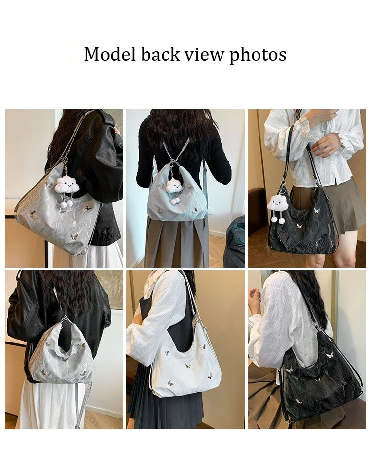 Large Capacity Bag Female Niche Design Commuter Multi-functional Fresh Butterfly Double Single Shoulder Crossbody Backpack