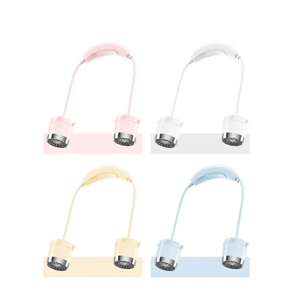 Low Noise Hanging Neck Fan 360° Bendable USB Rechargeable Neck Electric Fan Hands-Free Foldable Around Neck Cooler