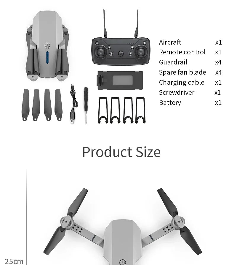 E88 Pro WiFi FPV Drone 4K HD Camera Height Hold Foldable Quadcopter Ideal Gift for Beginners