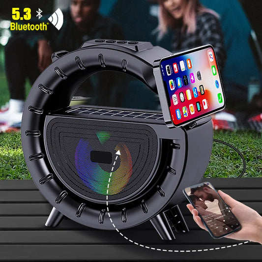 Portable Outdoor Solar Powered Bluetooth Speaker Flashlight Player Wireless Card Insertion Sound Box Handy Card Reader Speaker