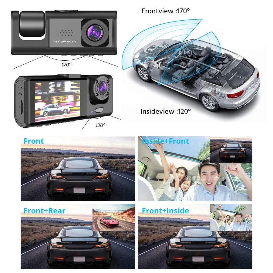 A22 1080P DVR Car Recorder 2-inch Screen Front and Rear Cameras Car Recorder 32G/64g Supports Night Vision Loop
