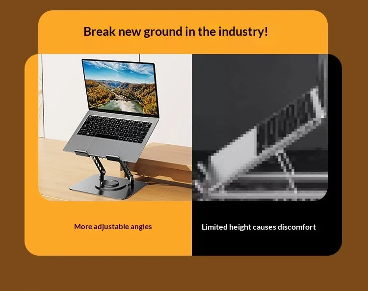 360 Degree Rotating Full Metal Laptop Cooling Bracket with Quiet Fan Ergonomic Laptop Stand for MacBook Lenovo Dell