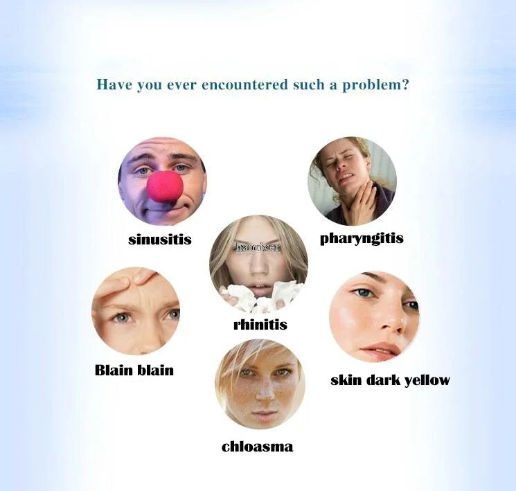 Hot fumigation of nasal organs with herbal spray for face fumigation therapy