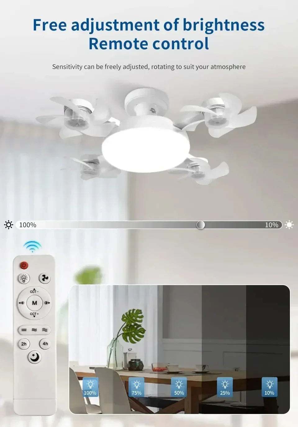 Drone E27 Ceiling Lamp With Remote Control Electric Fan Light Home Decor Bedroom Children's Study Dining Living Room Fan Lights