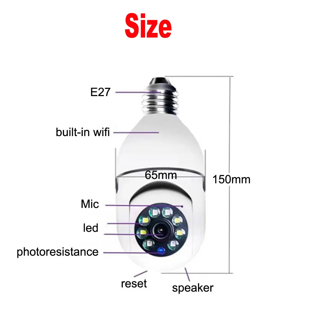 Intelligenc A6 Bulb Camera High-Definition Night Vision Security Monitoring 360 Degree Panoramic Indoor Wireless Wifi Camera E27