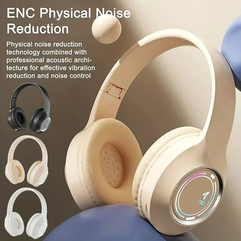 M3 Light-emitting Bluetooth Headset Folding Led Card Wireless Headset Type-C Charging Multi-scene Use Game Office