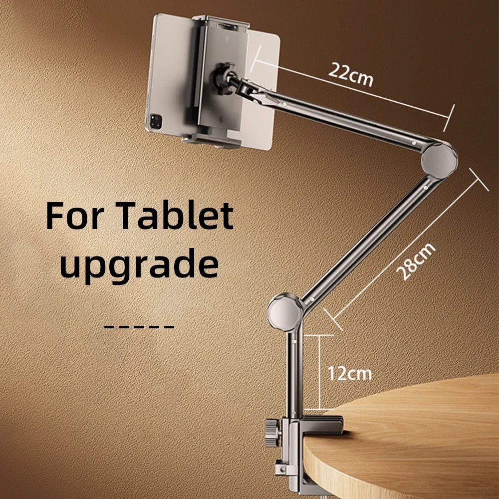 For iPad Air 11 M2 2024 Stands Tablet Holder Desk Stand with 360° Adjustable Foldable Metal Arm Bracket for Phone Tablets