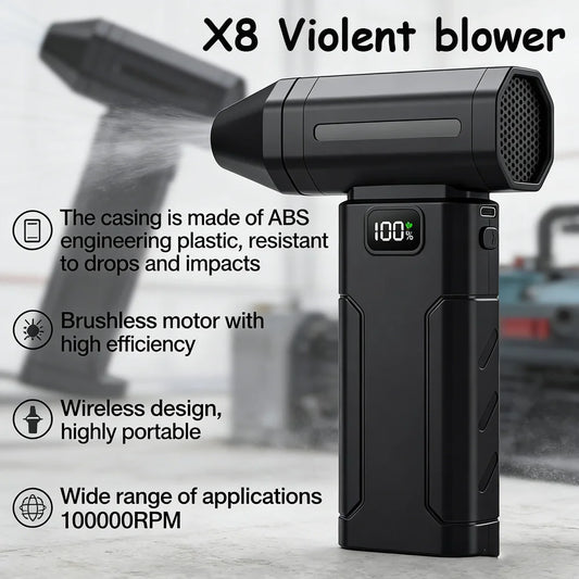 X8 Brushless Turbo Jet Fan Blower 100000RPM Powerful Electric Air Blower Vacuum Dust Cleaner Portable Dust Cleaner Violent Fan