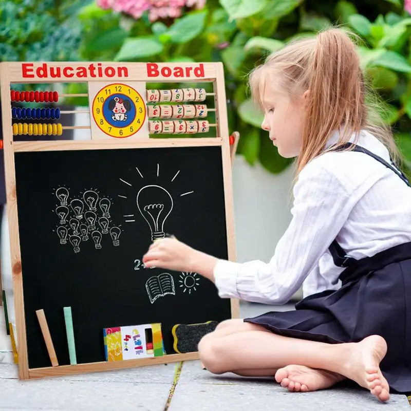 Magnetic Blackboard Double-Sided Magnetic Whiteboard Magnetic Dry Erase Board With Abacus Bracket Type Wooden Art Easel Standing