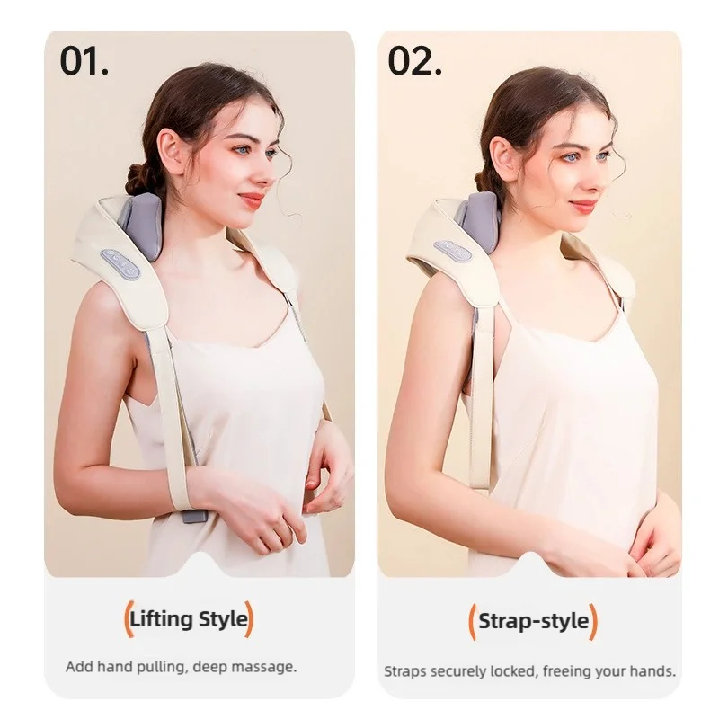 Wireless neck massager with hot compress function for pain relief deep tissue massage neck shoulder relaxation massage shawl